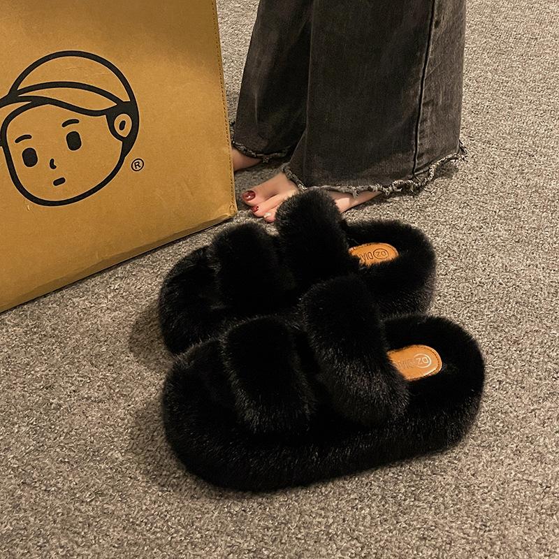 Autumn and winter cotton slippers women wear velvet warm feet treasure fairy home indoor warm couple muffin fluffy slippers