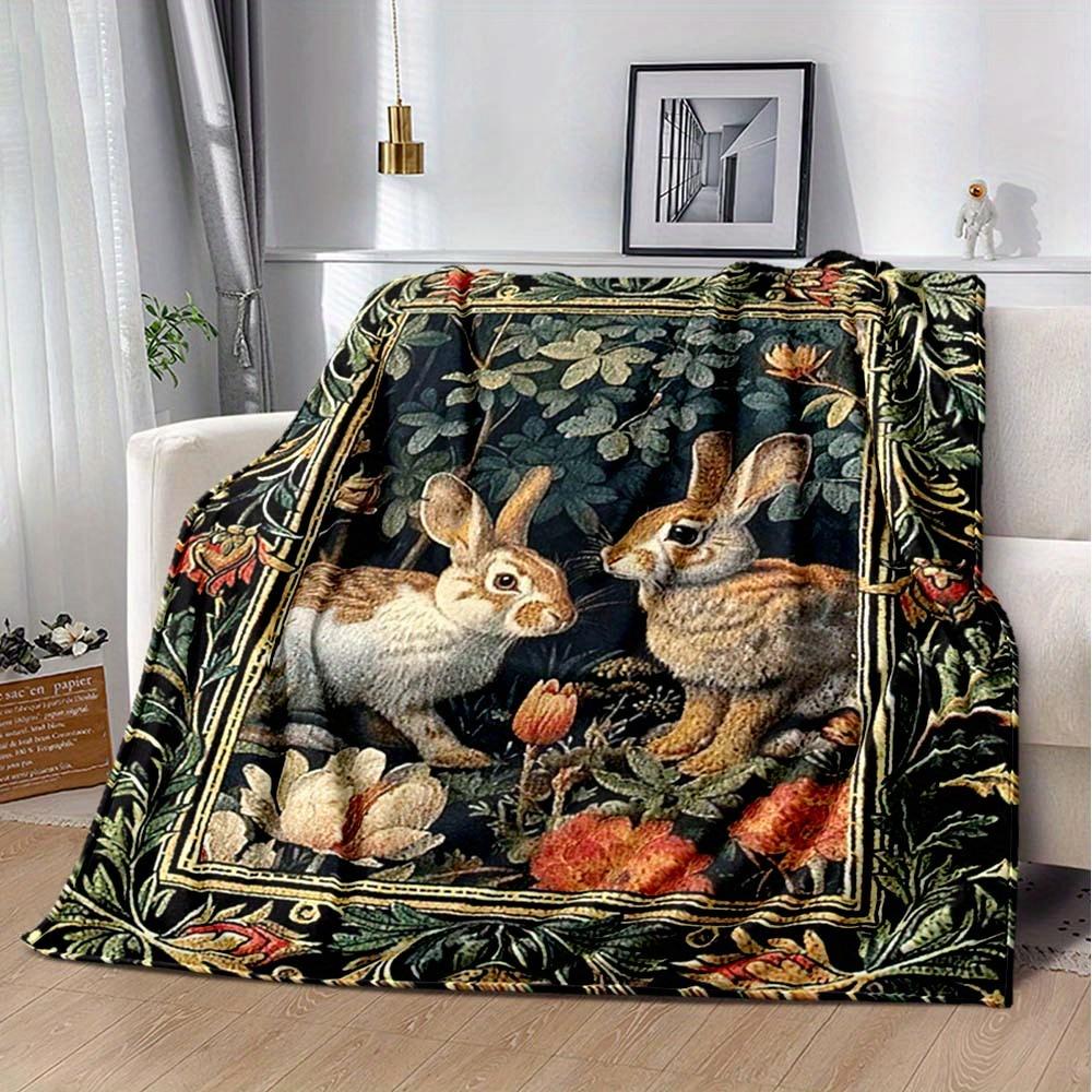 Two Rabbits Blanket Household Multipurpose Blanket Used For Chair Sofa Bed Soft And Warm Giving Friends And Relatives Birthday Graduation Gift