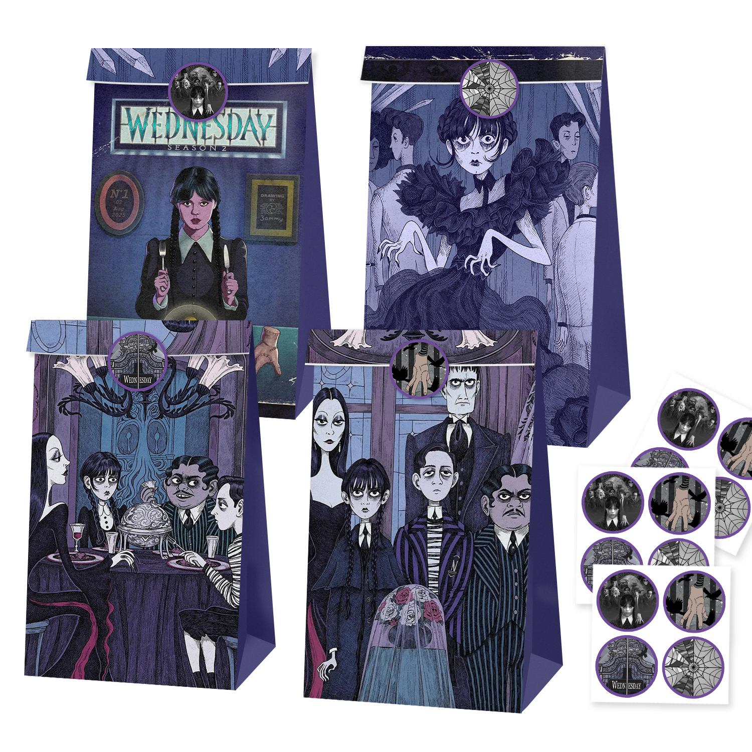 

Bag Flat Mouth Gift Bag Sticker Four Styles Eight Patterns 12 Paper Bags 12Stickers Holiday Gift Bags One Size чёрный