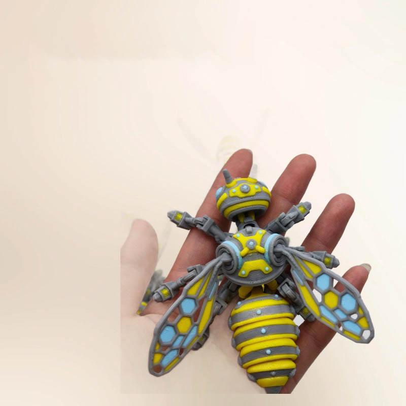 10cm 3D Printer Insect Bee Figure Model Movable Joints Simulation Mechanical Big Yellow Bee Toy Desktop Decorations