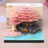 3D Tearable Calendar with LED Light Artistic Paper Sculpture Tree House Illuminated Tear-off Calendar Special Paper Desktop Decoration