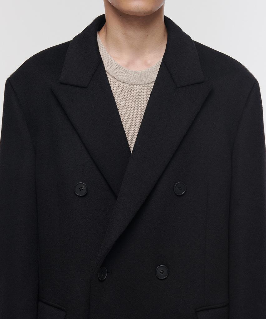Musinsa Standard Cashmere Blend Daddy Shoulder Double Long Coat [Black]