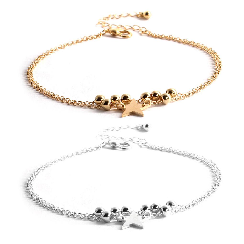 Anklets Layered Beach Beaded Stylish Ankle Foot Hanging Universal Jewelry Accessories Star Bracelets Pendent for Girls