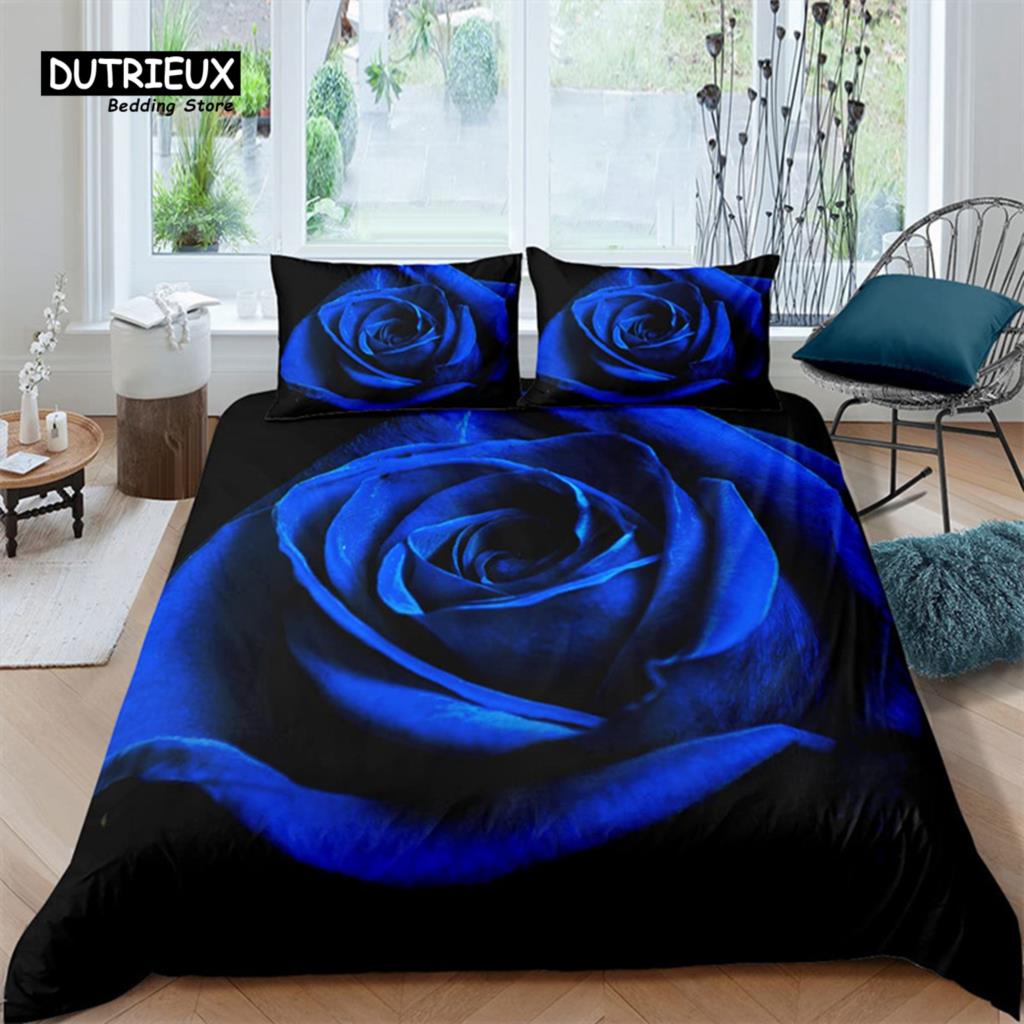 

Soft Romantic Blossom Flowers Print Bedding Set For Valentine s Day Farmhouse Style Rose Floral Duvet Cover With 2 Pillow Shams EU Single(135*200cm)3pcs