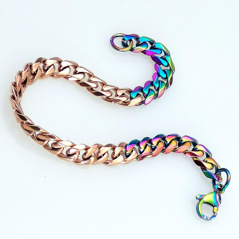 New 316L stainless steel iridescence and rose dual Hip hop bracelet anklet