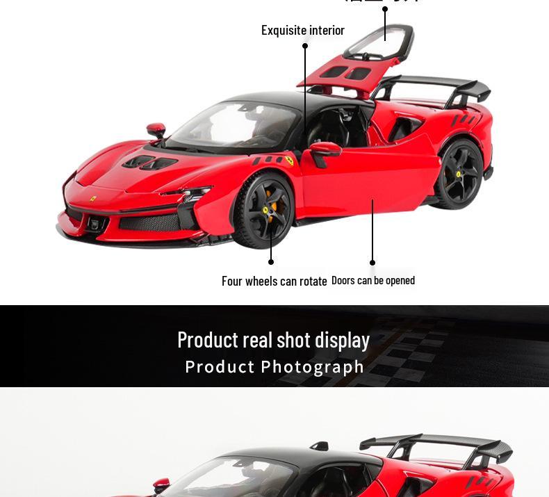 Bburago 1:24 Ferrari SF90 XX Stradale Sports Car Model - Alloy Finish Gift