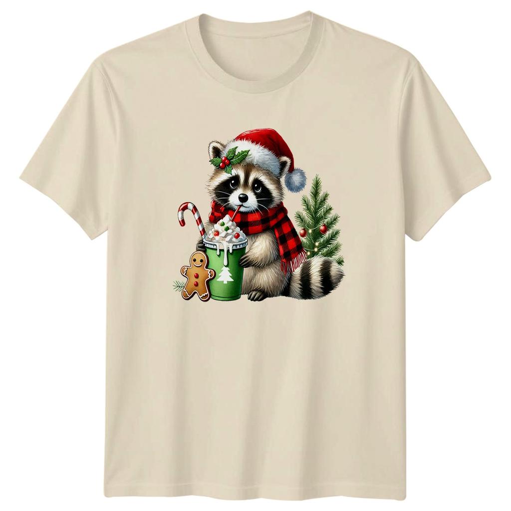 Raccoon Christmas Holiday Unisexs TShirt Unisexs Tee Graphic Unisex Top a
