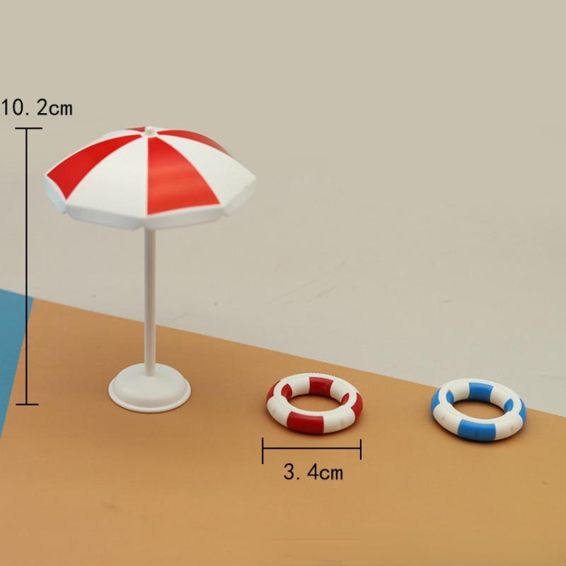 Puppenhaus Mini-Schwimmbad, Miniatur-Strandkorb-Set, Dekorationen, Sommer, Puppenhaus-Zubehör, Mini-Puppenhaus-Möbel, Spielzeug, Geschenk für Kinder
