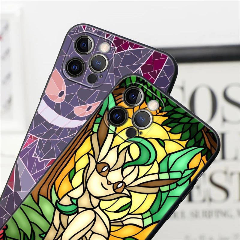 Pokemons Eevees Umbreons Sylveons Stained Glass Phone Case For Apple iPhone 16 15 14 13 12 11 Pro Max XS Max 8 Plus Cover Cases