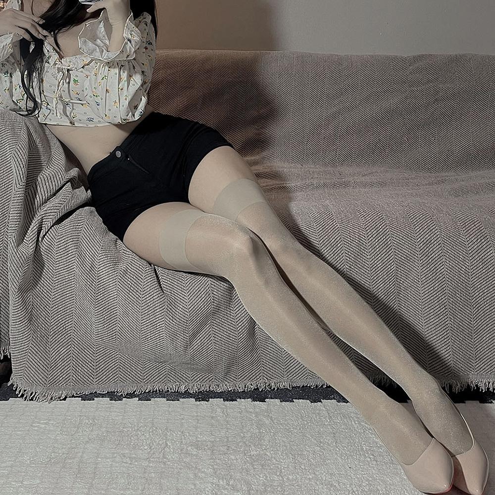 1 Pair Glitter Pearlescent Sheer Stockings Women Smooth Shining Silky Hosiery Sexy High Stockings