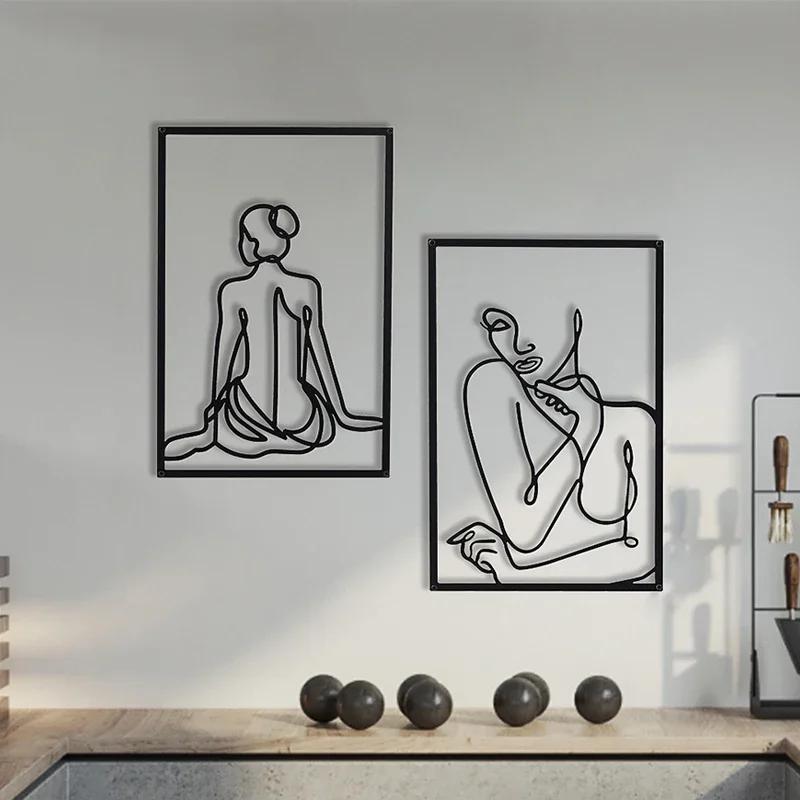 

Современный простой абстрактный женский декоративный фон стены гостиной настенное украшение подвесная картина металлический материал