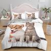 Animal Cat Duvet Cover King Queen Black White Funny Cute Pet Kitty Bedding Set For Kids Teens Adult Fashion Soft Comforter Cover