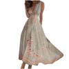 Robe longue pour femmes, robe Maxi décontractée, été, décontractée, sans manches, col en V, style Boho, taille rétractée, robe imprimée