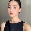Black Agate Double-Sided Metal Ear Clips 2026 New Popular Black Earrings Light Luxury High-End European and American Simple Earrings