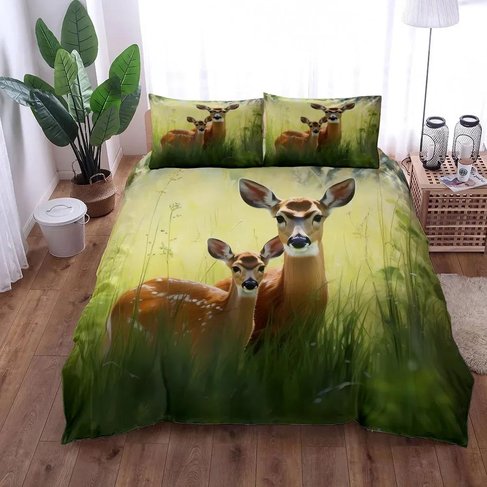 Camouflage Deer Duvet Cover Set Uk Single Double Queen Us Twin Full King Size Pkm Bed Linen Set