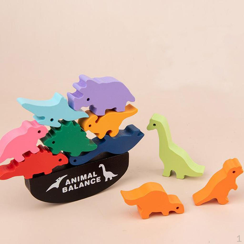 Aniaml Stacking Toys for Kids 4 5 6 7 Years Old Boys, Wooden Balance Game Blocks Preschoolers dinosaur