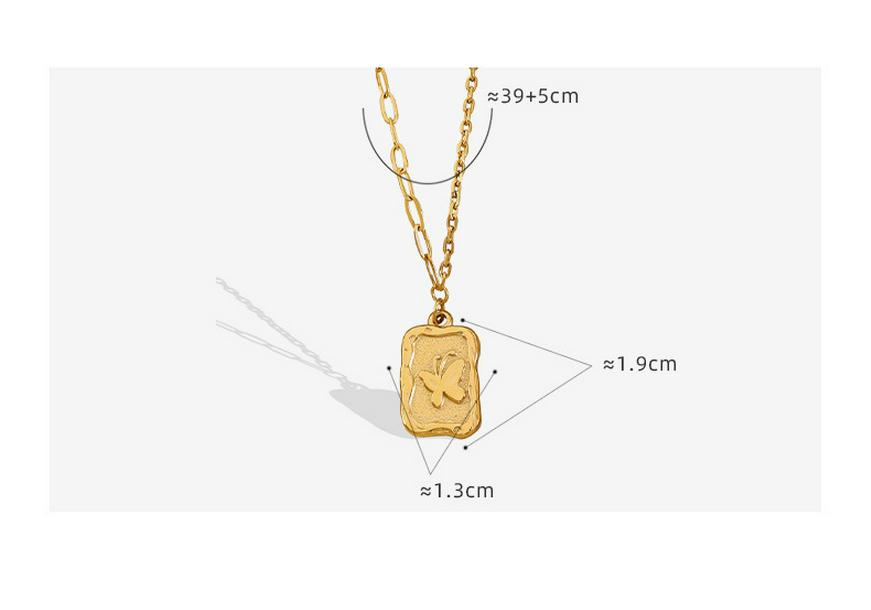 Titanium Steel Gold-Plated Butterfly Pendant Necklace with Retro European and American Design