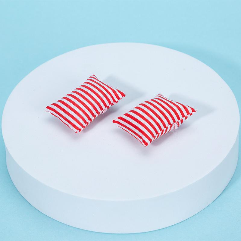 2Pcs 1:12 Dollhouse Mini Furniture Cloth Sofa Pillow Doll House Home Furnishings