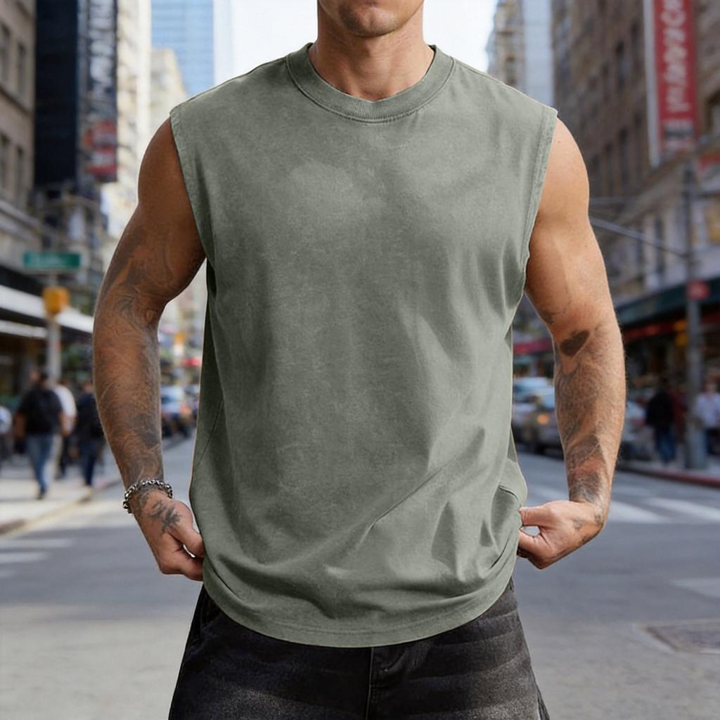 Unisex Sleeveless Casual Tank Top Loose Fit Vintage Streetwear Style Athletic Muscle Shirt Comfortable Fabric Soft Texture