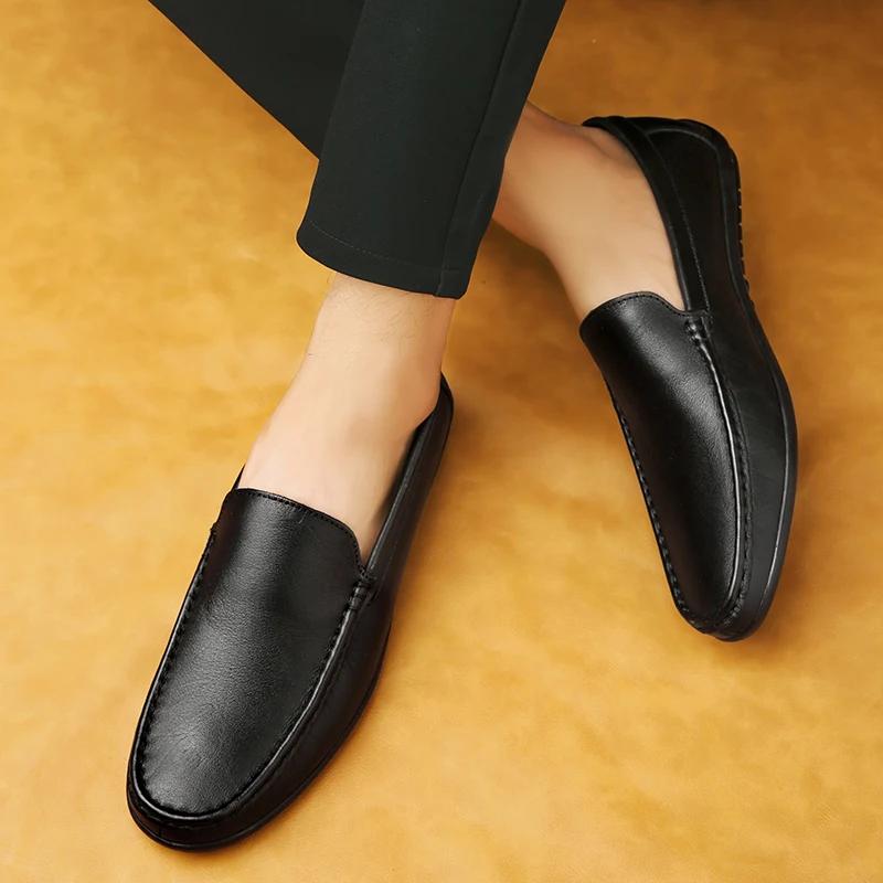 Luxury Men Boat Shoes Genuine Leather Breathable Mens Loafers Shoes Male Moccasins Flat Footwear Slip On Men Casual Summer Shoes