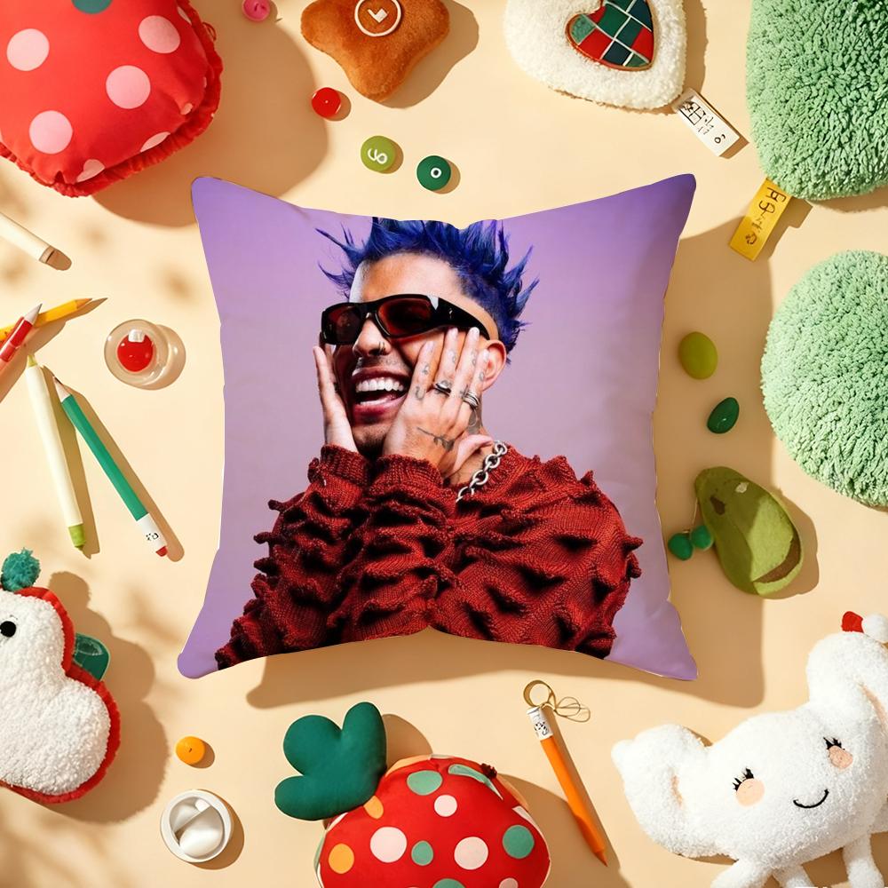 Singer Rauw Alejandro Nuestra Cushion Cover Plush Fabric Soft Double-Sided Printed Sofa Warm Winter Home Gift Pillow Cover