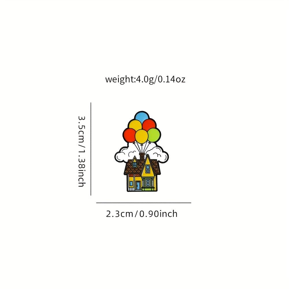Whimsical Flying House Enamel Pin | Colorful Balloon & Cloud Design, Durable Alloy Brooch for Lapel, Bag, Decoration