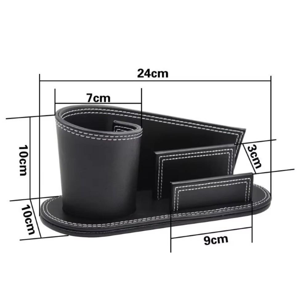 Multifunctional Leather Pen Holder Leather Stationery Storage Box Desk Organization