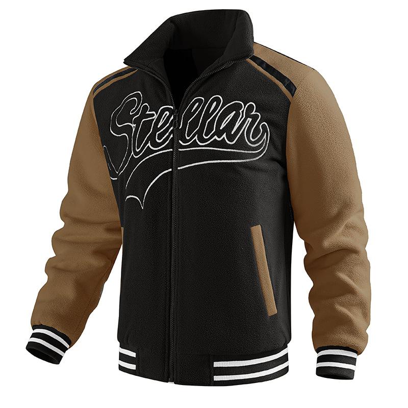 

Новая зимняя контрастная цветная бархатная вышивка плюс хлопок утолщенная мужская повседневная куртка с несколькими карманами, молодежная модная куртка 2XL