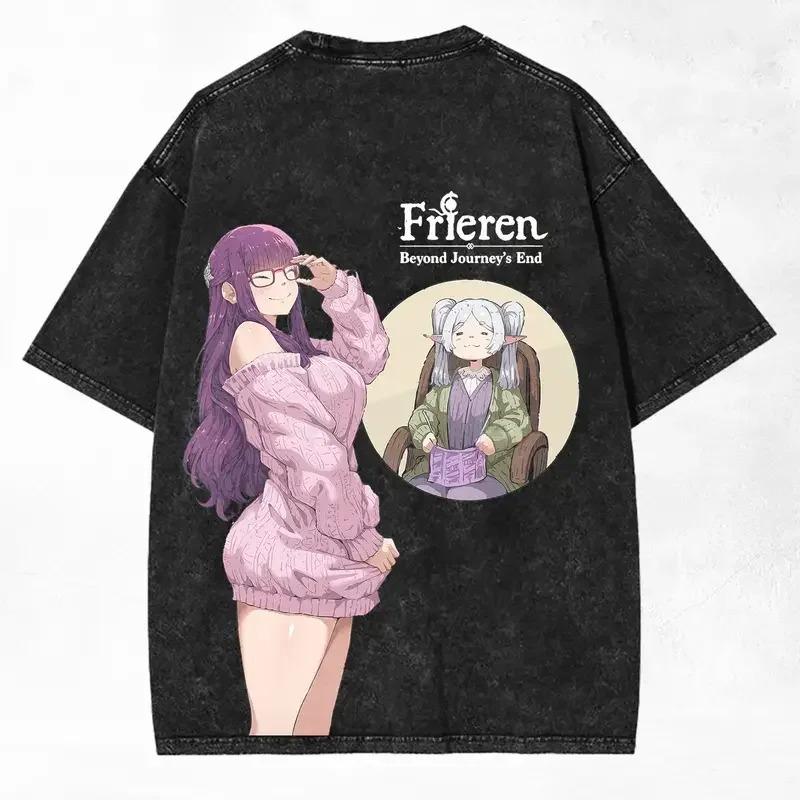 

Frieren: Beyond Journey s End Fern Vintage Washed Oversized T-Shirt | Unisex Anime Streetwear Tee XXXL чорний