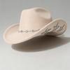 Cross Mirror Western Men's and Women's Woolen Hat Western Cowboy Hat Retro Top Hat Star Rhinestone Decorative Visor Hat