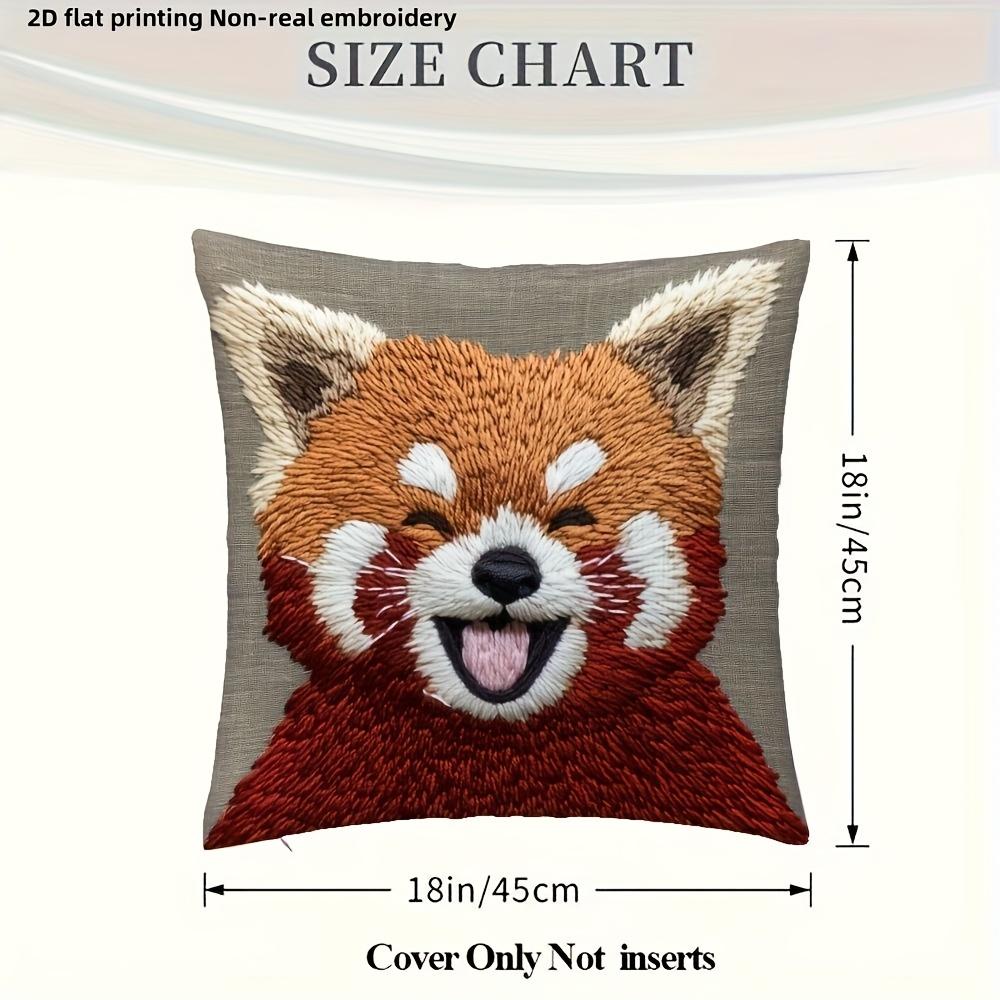2D flat- Cute Happy Red Panda Throw Pillow Cover 2D Flat Print Decorative Cushion Case for Sofa Bedroom Living Room