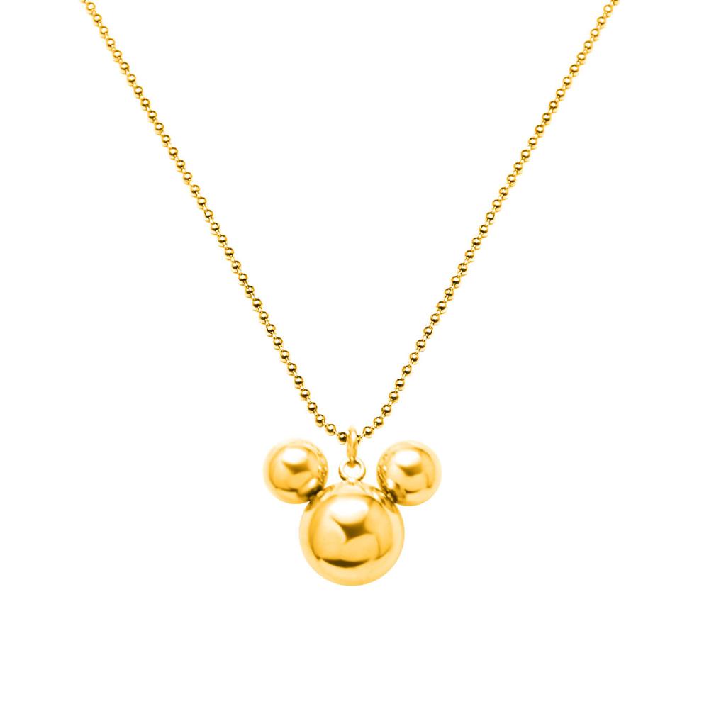 Korean Version Of Trendy Niche Cute Three-Dimensional Little Mouse Pendant Titanium Steel Necklace Sweater Chain Women'S Plated 18K Real Gold P458