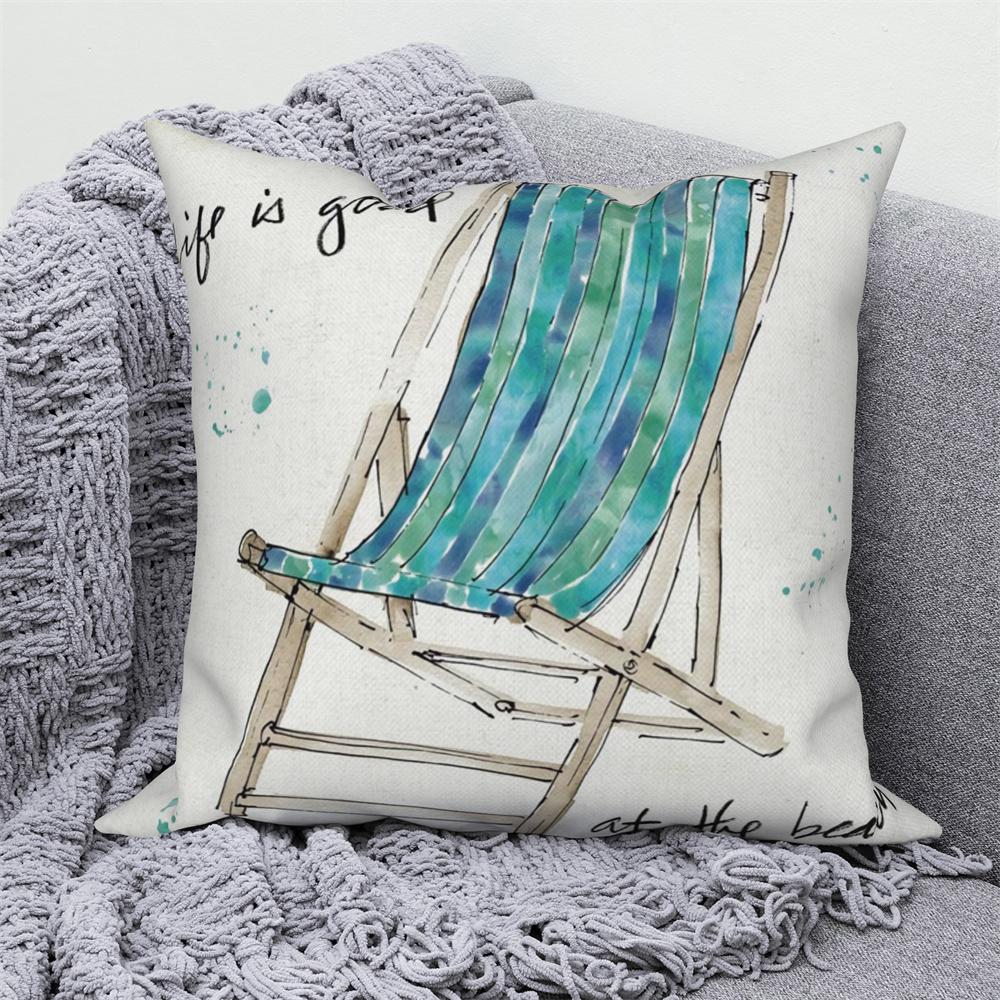 

Throw Pillow Cover Home Car Office Decoration Green Blue Beach Seaside Sofa Cushion 40x40cm