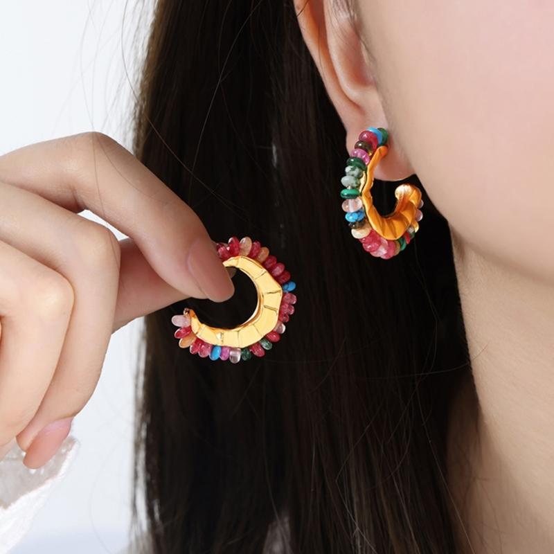 Vintage Ästhetische Ohrringe Mehrfarbige Ohrringe Raffinierte Ohrringe Ohrstecker Geeignet für Modebewusste Frauen Geschenk