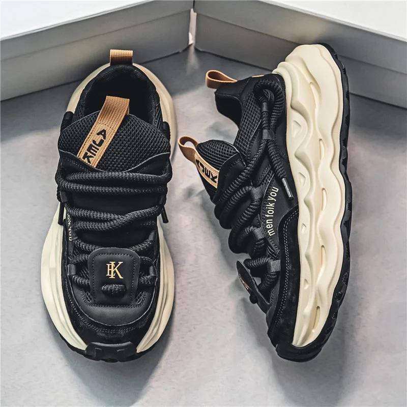 2024 Streetwear Herren Plateau-Sneakers Mode Grün Lässige Sportschuhe Herren Mesh Atmungsaktive Designer Trainer Herren Chunky Sneakers