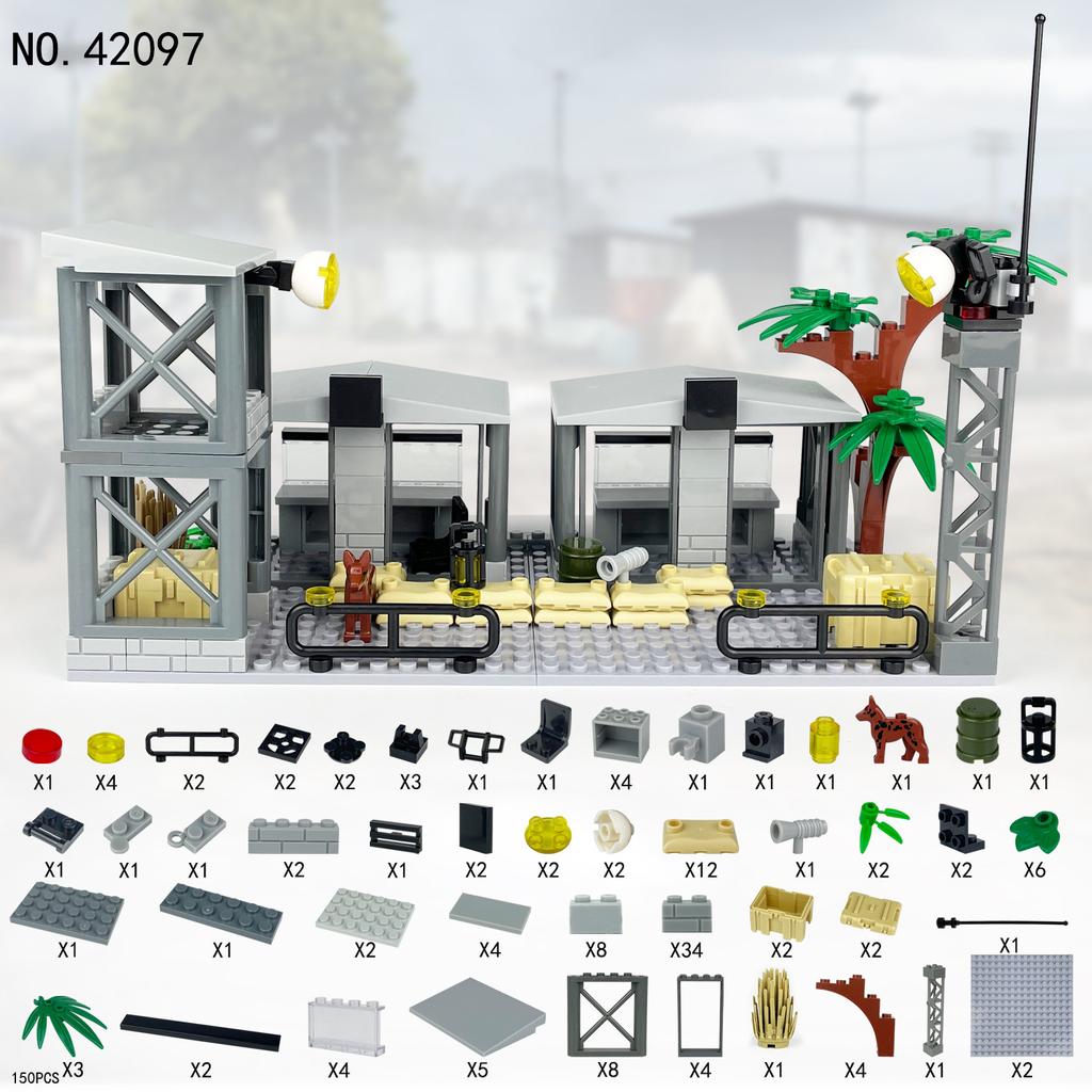 Jinzhi Large Military Scene Tower Operation Base 42097 Small Particle Building Block Children'S Toy