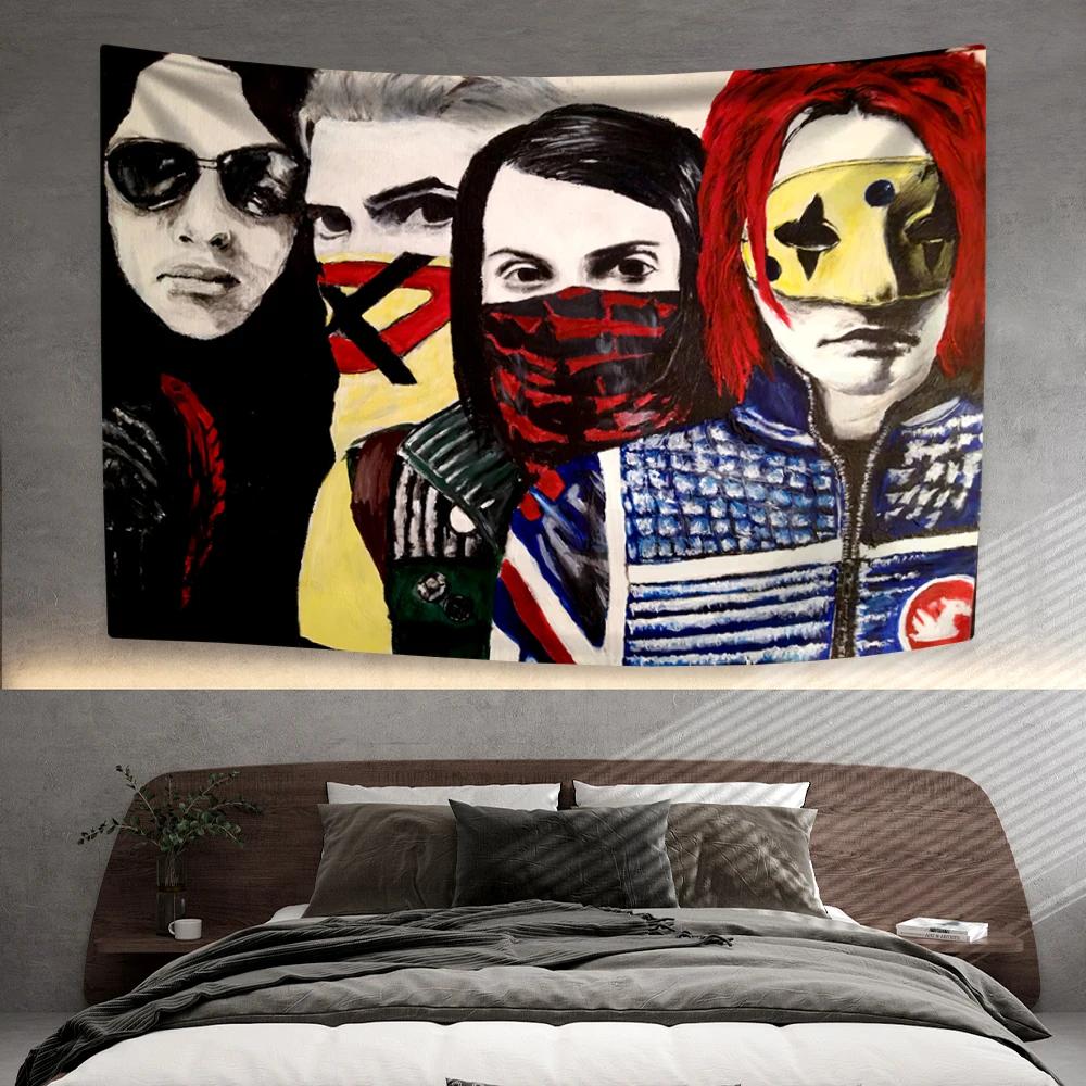 Punk Musik Band Wandteppich My Chemical Romances Heimdekoration Schlafzimmer Wohnheim Wandbehang Hintergrundtuch Konzertdeko