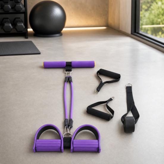 Pedal Resistance Band with Handle 2/4/6-Tube Abdomen Waist Arm Legs Workout Band