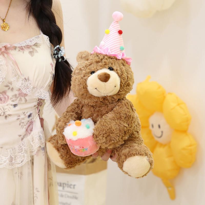 Cartoon Birthday Cake Teddy Bear Doll Bear Doll Children Plush Toy Birthday Gift Hug Bear