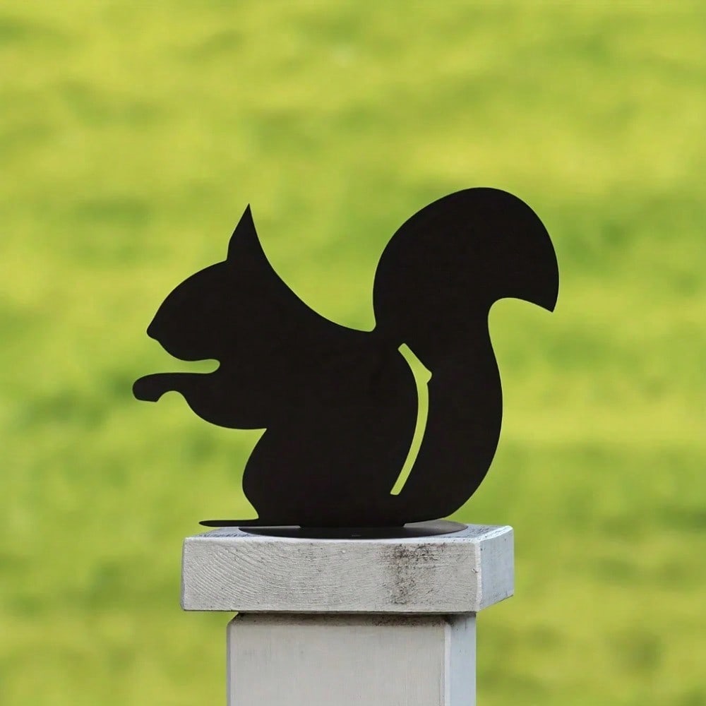 1pc Animal Metal Garden Stakes, Black Silhouette Yard Sign with Base, Outdoor Lawn Ornament for Fence Patio Decor