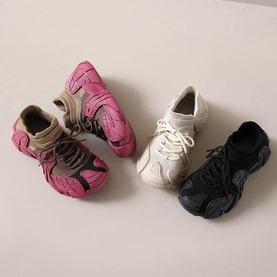 Damen Mecha-Stil Fly-Knit Dad Sneaker - Atmungsaktiv, Vielseitig, Dicksohlig, Höhenverstärkende Laufschuhe für Frühling und Herbst