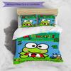 3pcs Sanrio KEROKERO KEROPPI1 Design Cover Set - HD Printed Bedding with 1 Cover and 2 Pillowcases - Perfect for Home and Dorm Decor