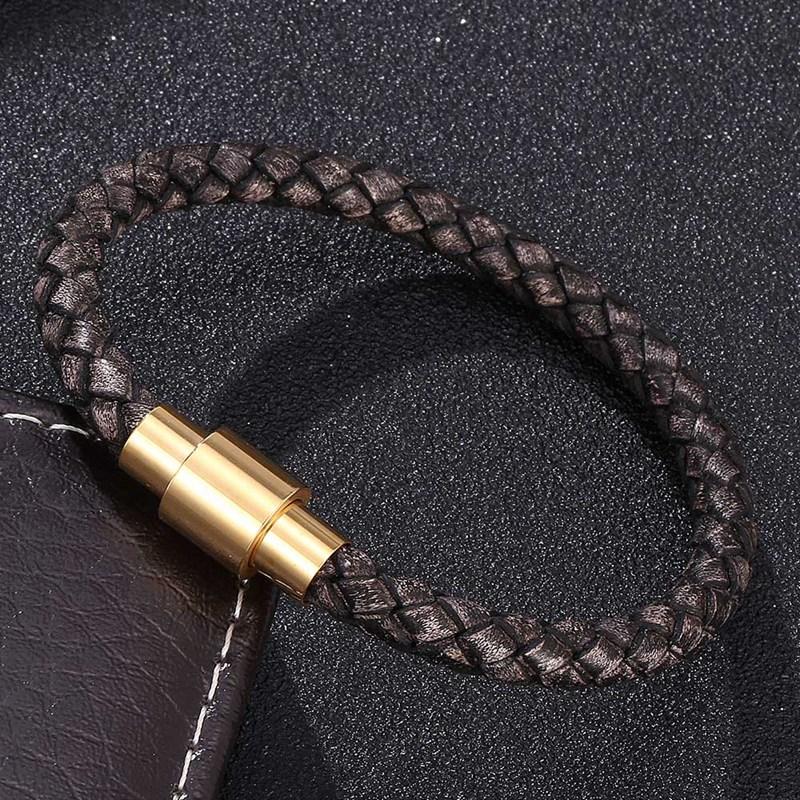 Brățară de Modă din Piele Împletită Autentică Brățară pentru Bărbați pentru Femei Bijuterii Piele Charm Cleme Brățară