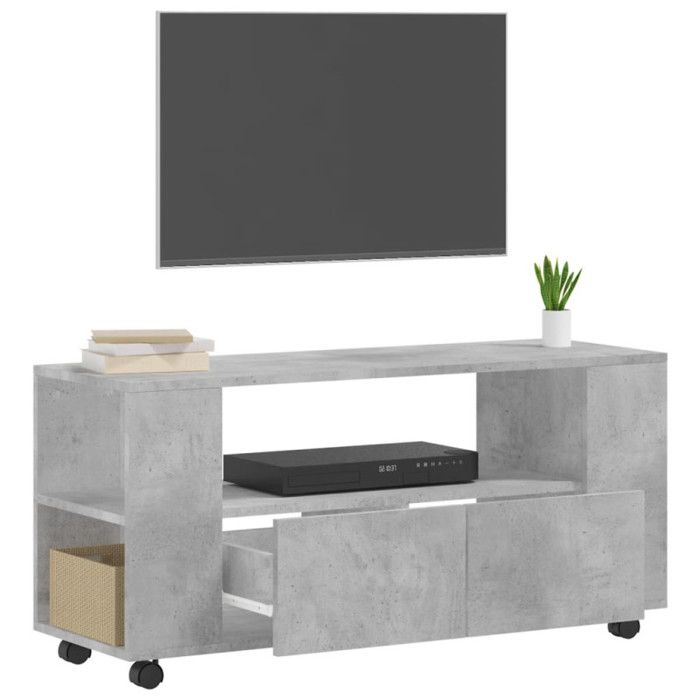 VidaXL Meuble TV gris béton 102x34,5x43 cm bois d'ingénierie 833746