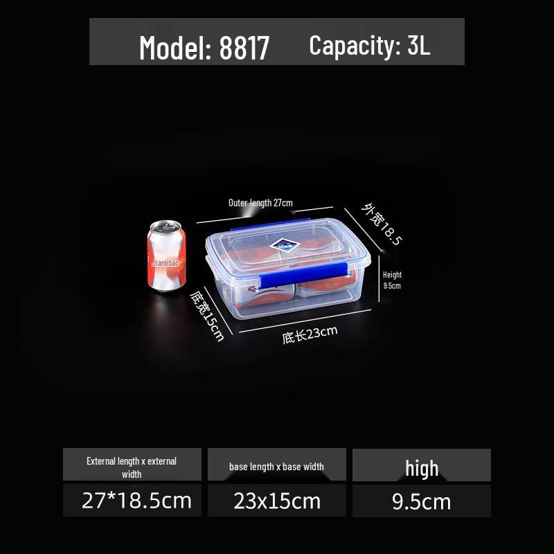 Ally Large Rectangular 3L Plastic Food Storage Container
