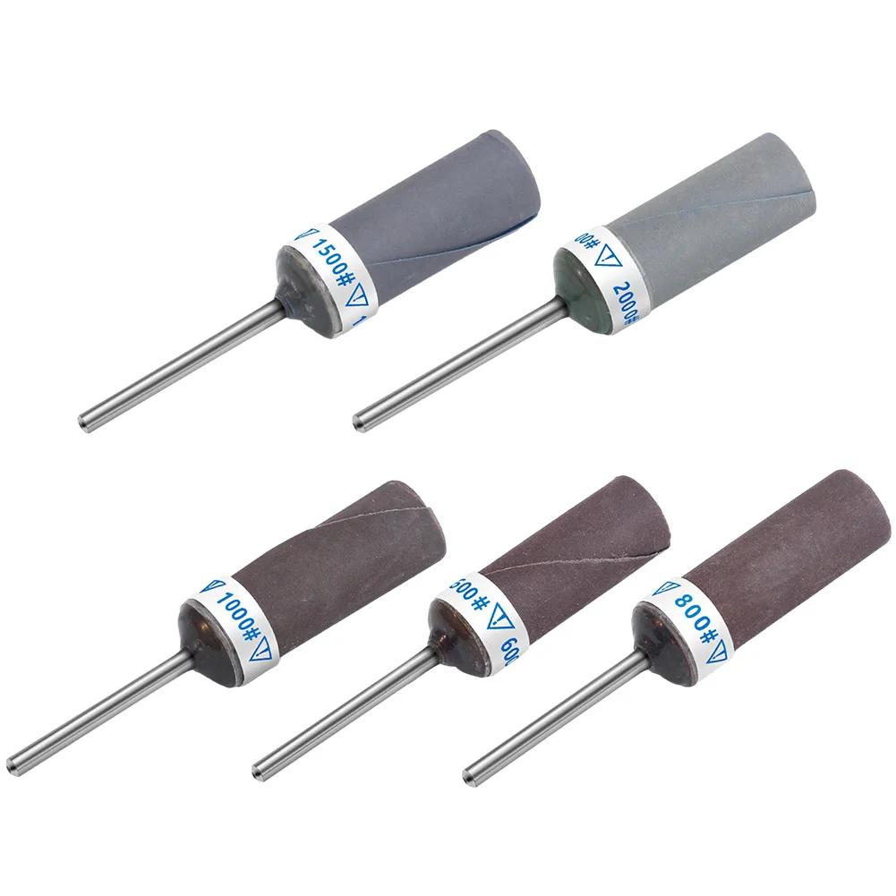 5pcs Sandpaper Stick Grinding Head P800-P2000 Sanding Paper Rod Grinding Head For Mirror Polishing Metal Wood Jwellery