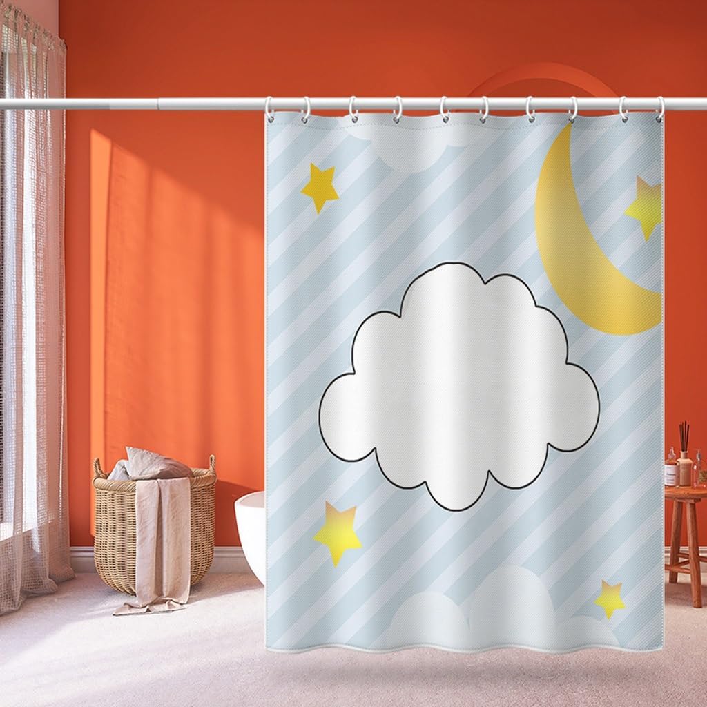 1 Piece Nebula Pattern Shower Curtain Thick Waterproof Polyester Shower Curtain With Hooks Bathroom Decorative Shower Curtain W60H190(CM)-1 Pcs