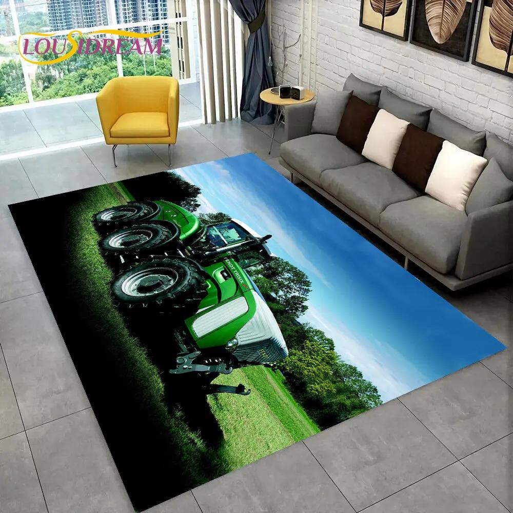 Truck Car Tractor Series Pattern Area Rug,Carpet Rug for Home Living Room Bedroom Sofa Doormat Decor,kids Non-slip Floor Mat 3D