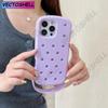 For Crocs Charms DIY Wrist Strap Holder Phone Case For iPhone 17 16 15 14 Pro Max Air 13 Solid Color Soft Silicone Back Cover