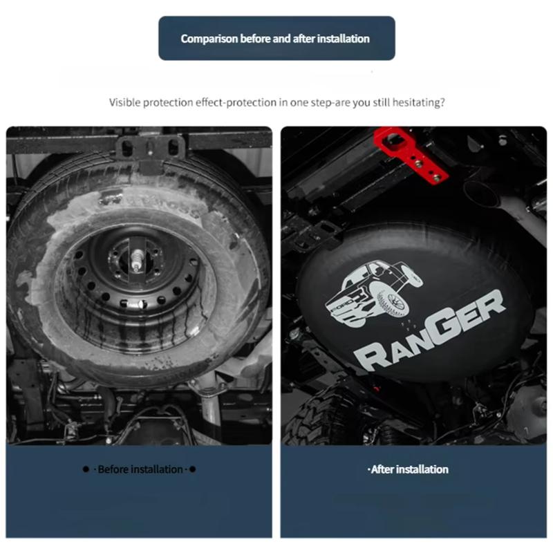 Skydd för reservdäck för Ford Ranger Stänkskydd Dammskydd Dräneringshål Modifiering Uppgraderingstillbehör